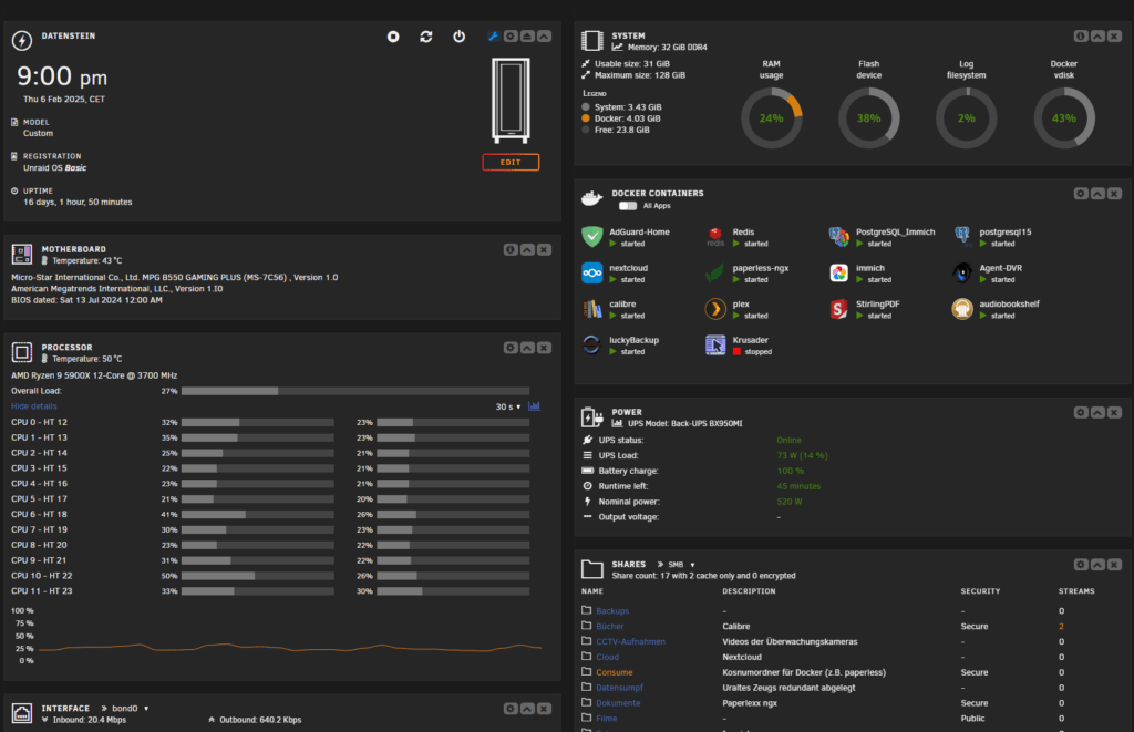 Unraid Dashboard